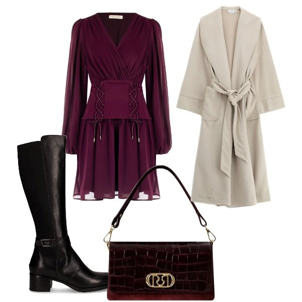 Outfit donna - L\'abito bustier Rinascimento. Stile Romantica per Serata fuori. Abbinamento con vestiti corti, borse a mano, cappotti, stivali.