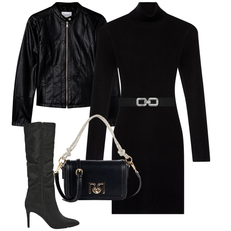 Outfit donna - Il tubino dolcevitq. Stile Minimal per Tutti i giorni. Abbinamento con cinture, vestiti corti, giacche, stivali, borse a mano.