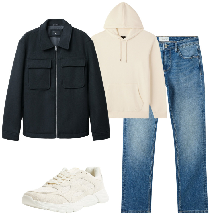Outfit uomo - Total look #2264759. Stile Casual per Tutti i giorni. Abbinamento con jeans, sneakers, felpe con cappuccio, cappotti.