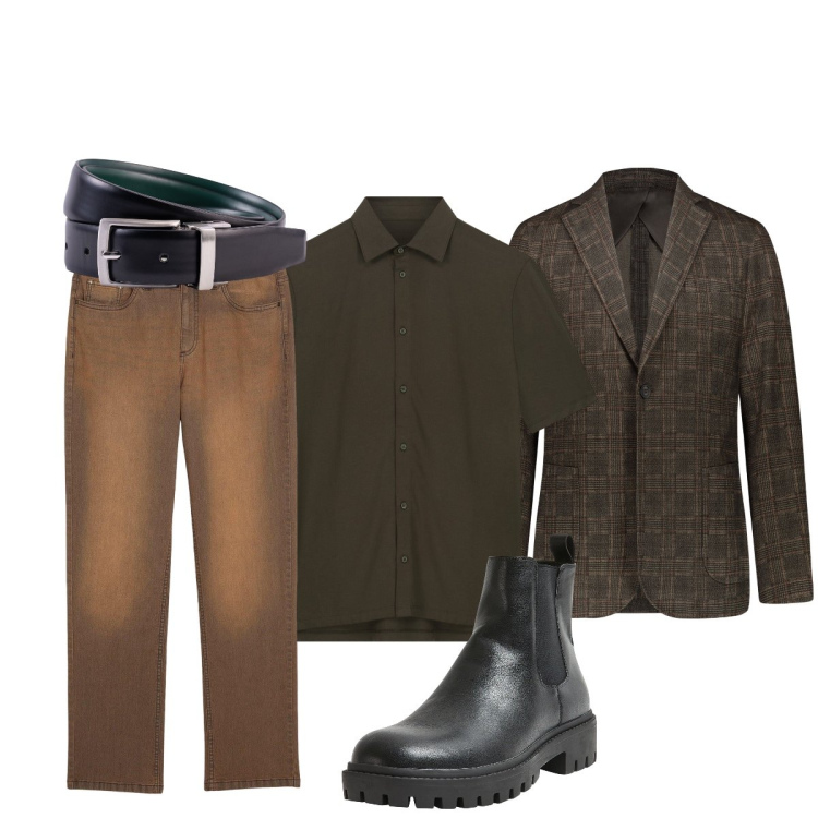 Outfit uomo - Elegante con la giacca damascata. Stile Trendy per Ufficio. Abbinamento con jeans, stivali e stivaletti, giacche, cinture, polo.