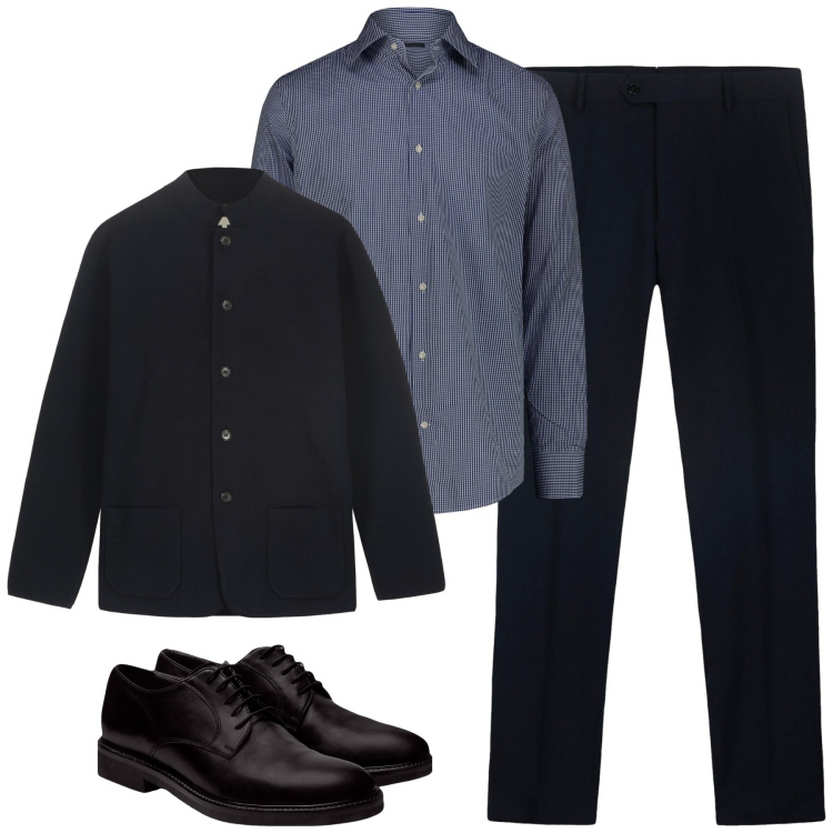 Outfit uomo - Total look #2264811. Stile Trendy per Tutti i giorni. Abbinamento con giacche, scarpe stringate, camicie, pantaloni.