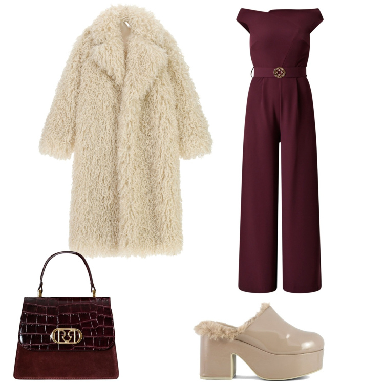 Outfit donna - Inverno non ti temo. Stile Chic per Ufficio. Abbinamento con tute, borse a mano, cappotti, sabot.