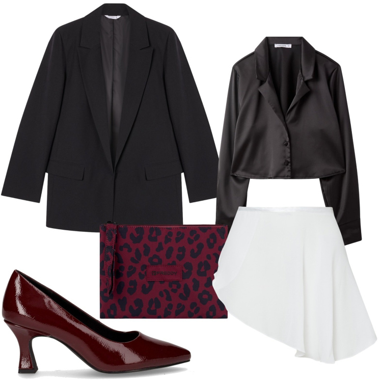 Outfit donna - La maxi pochette. Stile Chic per Serata fuori. Abbinamento con blazer, camicie, minigonne, clutch, décolleté.