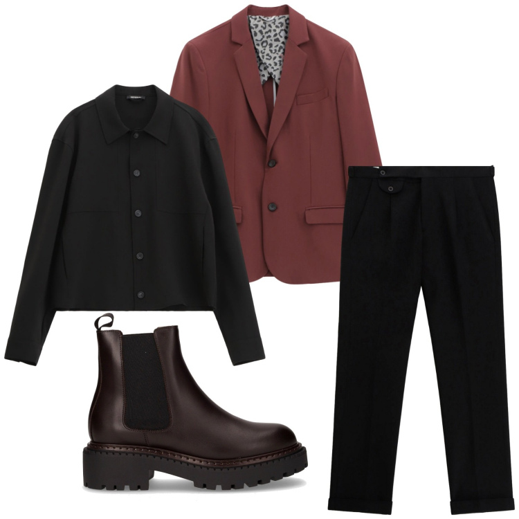 Outfit uomo - Total look #2264876. Stile Trendy per Ufficio. Abbinamento con giacche, pantaloni, camicie, stivali e stivaletti.