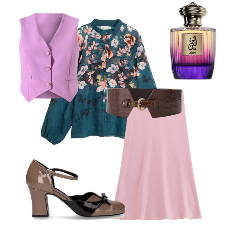 Outfit donna - Total look #2264923. Stile Romantica per Serata fuori. Abbinamento con bluse, profumi, cinture, gilet, gonne longuette, décolleté.