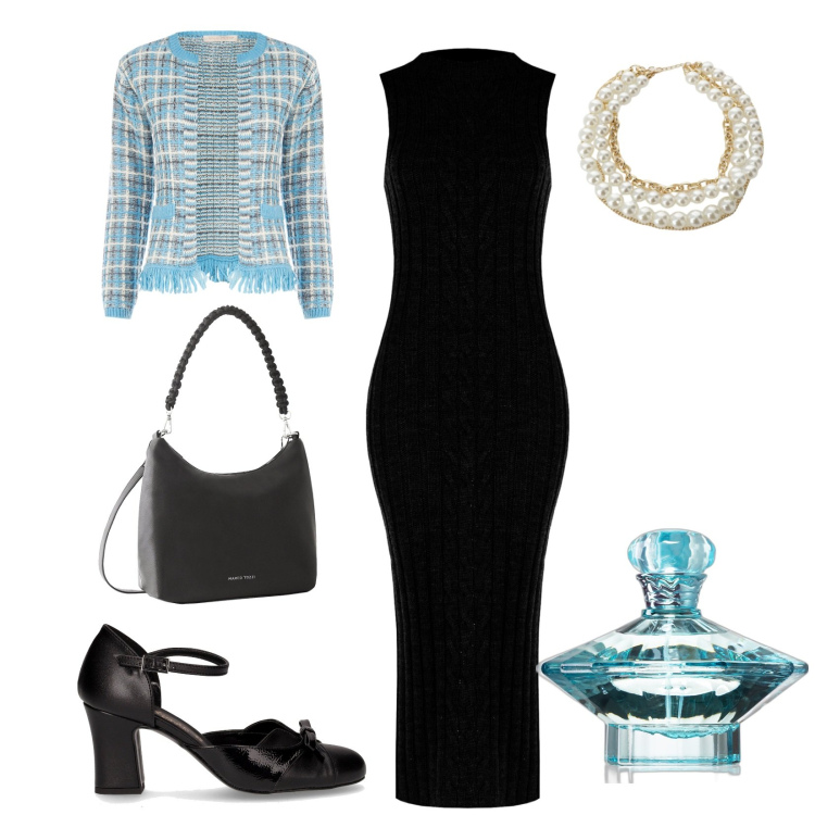 Outfit donna - Il tubino nero versatile. Stile Bon Ton per Serata fuori. Abbinamento con borse a mano, profumi, vestiti midi/longuette, blazer, collane, décolleté.