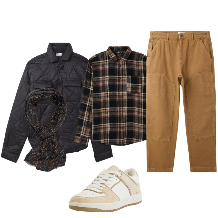 Outfit uomo - Pantaloni sportivi cammello. Stile Casual per Tutti i giorni. Abbinamento con camicie, sneakers, pantaloni, giacche, sciarpe.