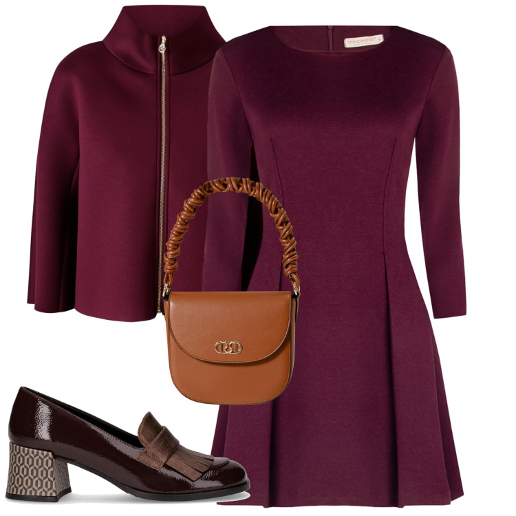 Outfit donna - Total look #2265000. Stile Chic per Tutti i giorni. Abbinamento con vestiti corti, cappe, borse a mano, mocassini.