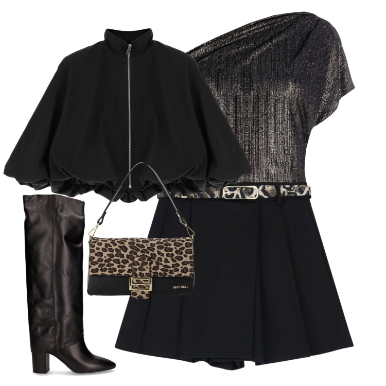 Outfit donna - Total look #2265006. Stile Casual chic per Tutti i giorni. Abbinamento con bluse, bomber, borse a spalla, gonne, stivali.