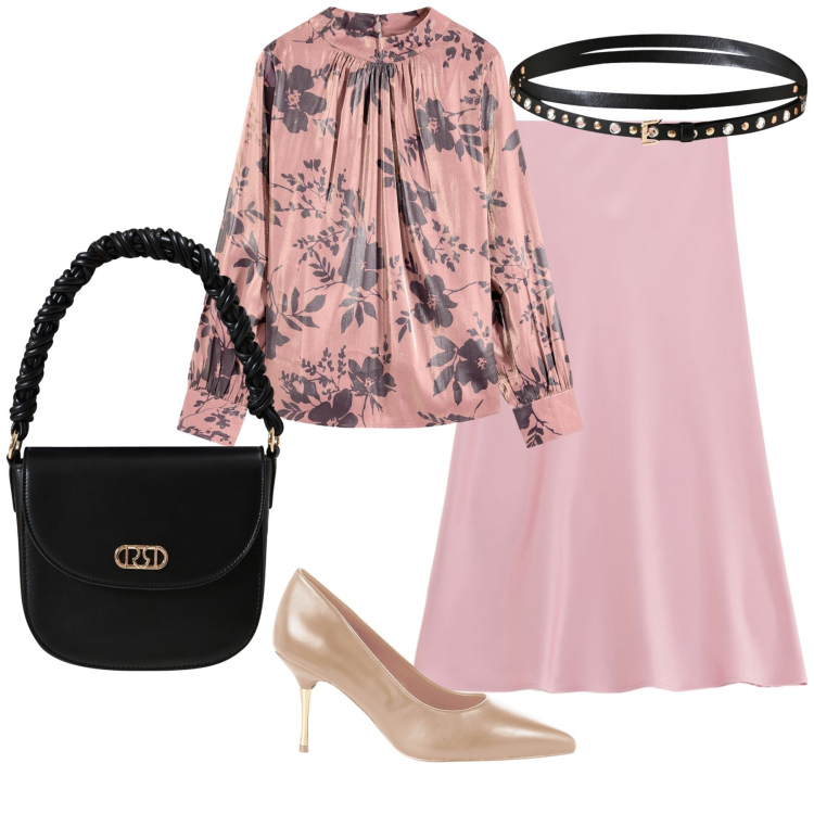 Outfit donna - Ufficio quote rosa. Stile Glamour per Ufficio. Abbinamento con tuniche, décolleté, cinture, borse a mano, gonne longuette.