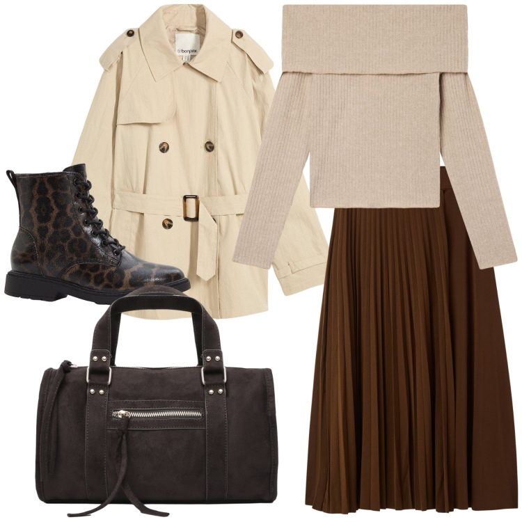 Outfit donna - I’ m singing in the rain. Stile Urban per Tutti i giorni. Abbinamento con trench, stivaletti, maglieria, gonne lunghe, borse a mano.