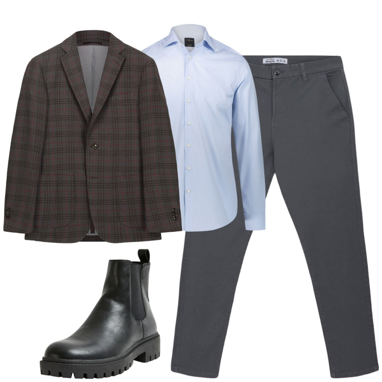 Outfit uomo - City. Stile Urban per Tutti i giorni. Abbinamento con stivali e stivaletti, pantaloni chino, camicie, giacche.