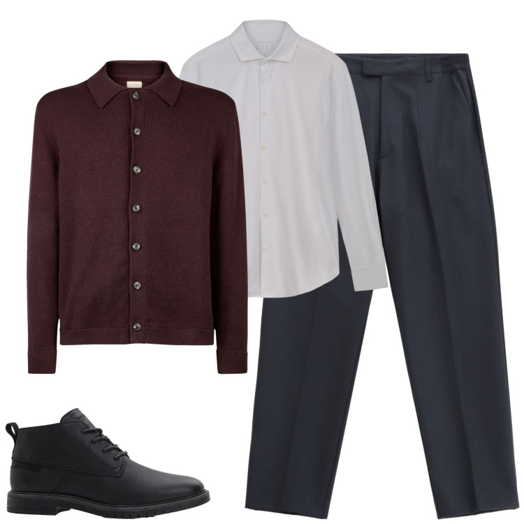 Outfit uomo - In ufficio. Stile Business/Elegante per Ufficio. Abbinamento con stivali e stivaletti, pantaloni, polo, camicie.