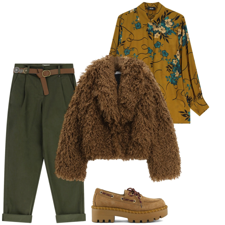 Outfit donna - Camminata autunnale. Stile Glamour per Tutti i giorni. Abbinamento con blazer, camicie, pantaloni, mocassini.