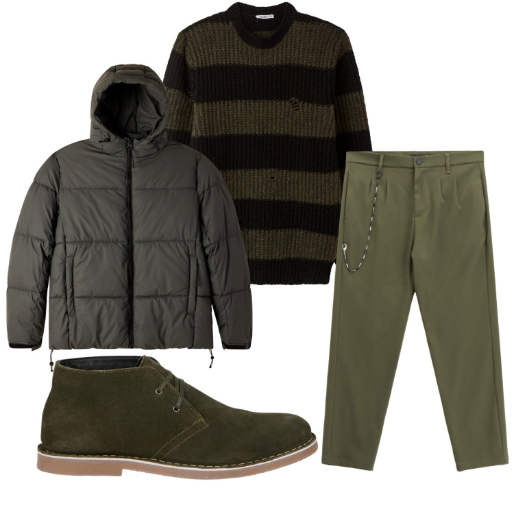 Outfit uomo - Total look #2265060. Stile Casual per Tutti i giorni. Abbinamento con bomber, maglieria, pantaloni, stivali e stivaletti.