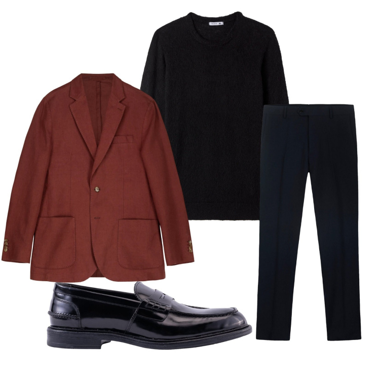 Outfit uomo - Total look #2265062. Stile Trendy per Serata speciale. Abbinamento con maglieria, giacche, pantaloni, scarpe stringate.