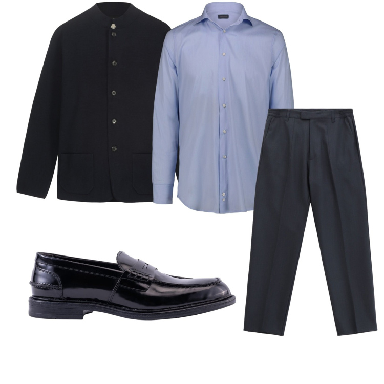 Outfit uomo - Total look #2265064. Stile Business/Elegante per Ufficio. Abbinamento con pantaloni, camicie, giacche, scarpe stringate.