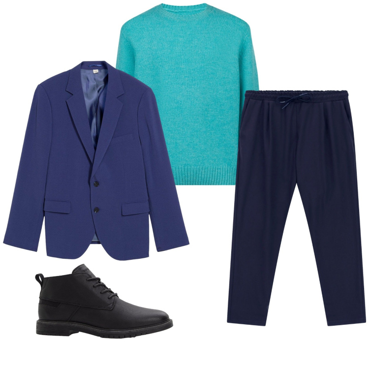 Outfit uomo - Total look #2265085. Stile Trendy per Ufficio. Abbinamento con giacche, stivali e stivaletti, pantaloni, maglieria.