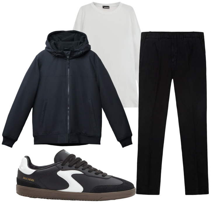Outfit uomo - Total look #2265087. Stile Casual per Tutti i giorni. Abbinamento con sneakers, giacche, maglieria, pantaloni.