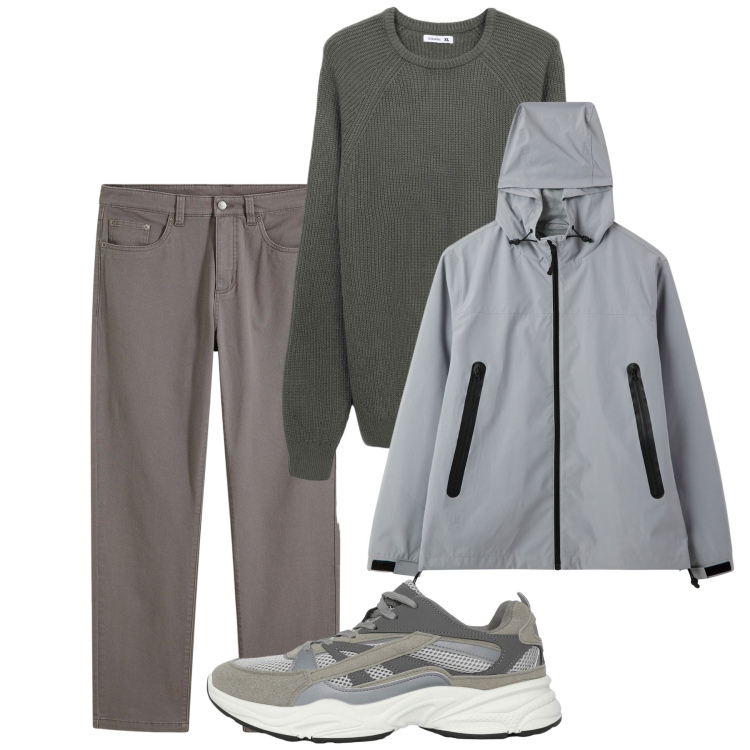 Outfit uomo - Ottobre. Stile Casual per Tutti i giorni. Abbinamento con pantaloni, sneakers, giacche, maglieria.