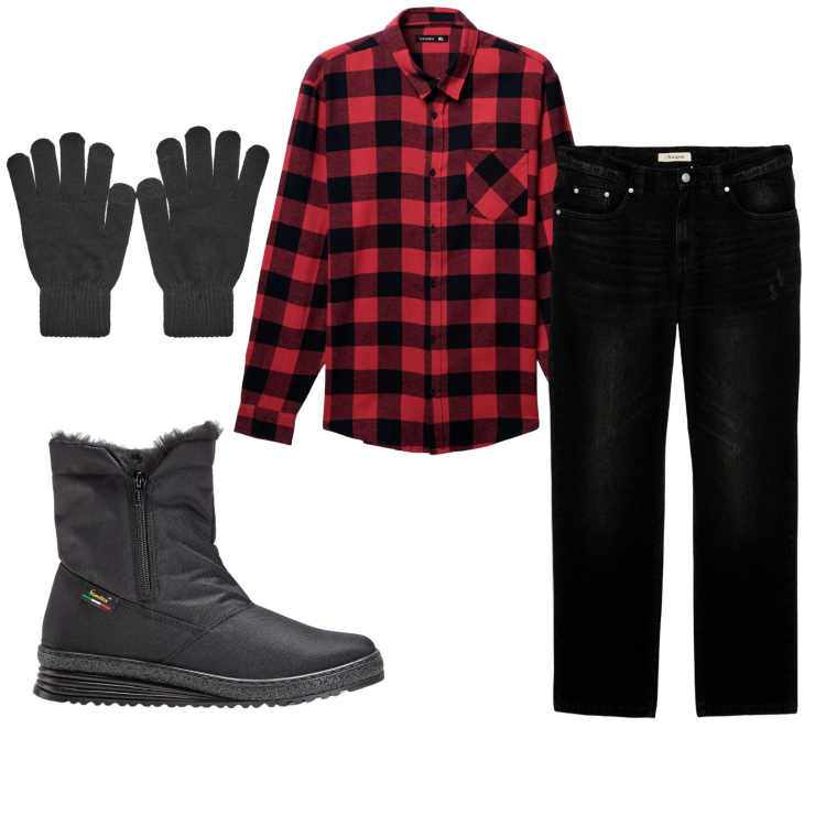Outfit uomo - Total look #2265133. Stile Trendy per Tutti i giorni. Abbinamento con stivali e stivaletti, jeans, camicie, guanti.
