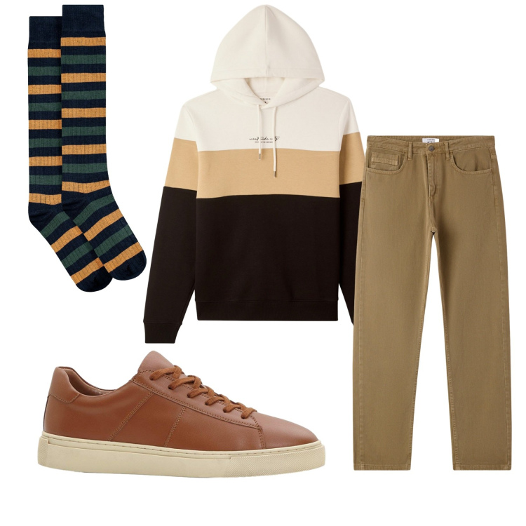 Outfit uomo - Total look #2265135. Stile Casual per Tutti i giorni. Abbinamento con sneakers, felpe con cappuccio, jeans dritti, calzini.