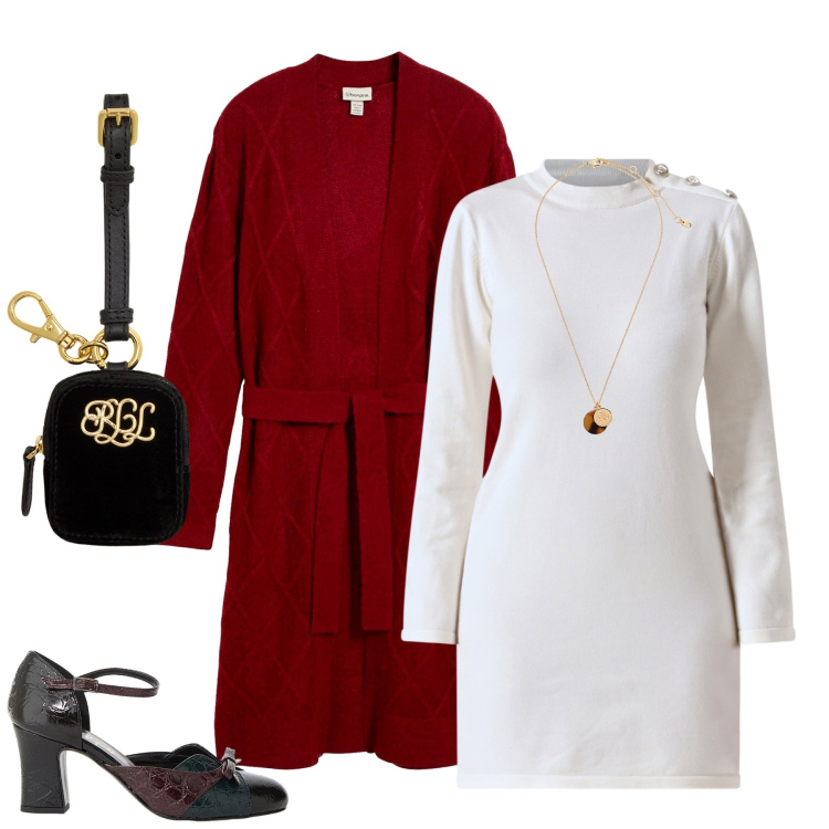 Outfit donna - La giacca in lana. Stile Casual chic per Serata fuori. Abbinamento con cardigans, vestiti corti, décolleté, collane, pochette.