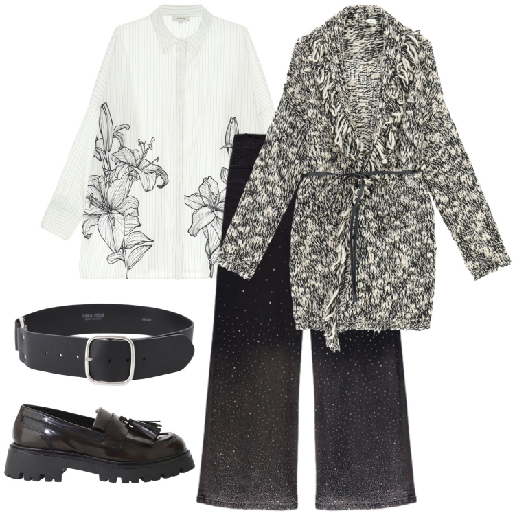 Outfit donna - Total look #2265146. Stile Casual per Tutti i giorni. Abbinamento con cinture, mocassini, cardigans, camicie, jeans.