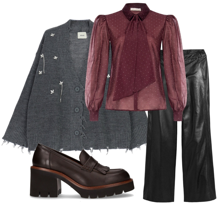 Outfit donna - Total look #2265156. Stile Casual per Tutti i giorni. Abbinamento con pantaloni, camicie, cardigans, décolleté.