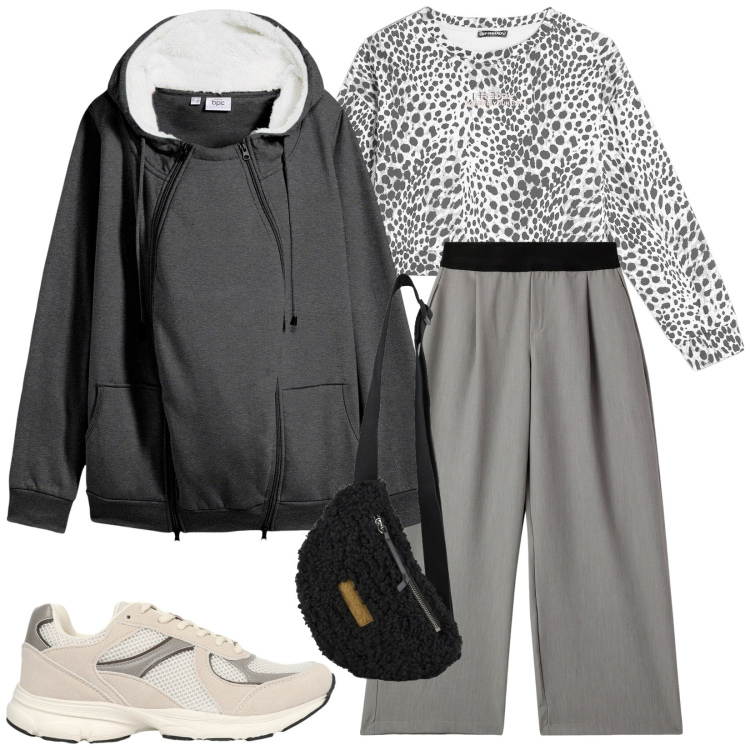 Outfit donna - Escursioni d\'autunno. Stile Sporty chic per Sport. Abbinamento con blazer, sneakers, pantaloni, felpe, marsupi.