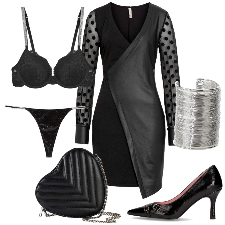 Outfit donna - Cuoricini. Stile Basic per Serata fuori. Abbinamento con borse a tracolla, vestiti, perizomi, reggiseni a balconcino, braccialetti, décolleté.