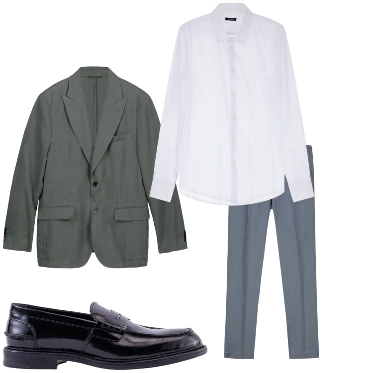 Outfit uomo - Total look #2265224. Stile Business/Elegante per Ufficio. Abbinamento con camicie, pantaloni, giacche, scarpe stringate.