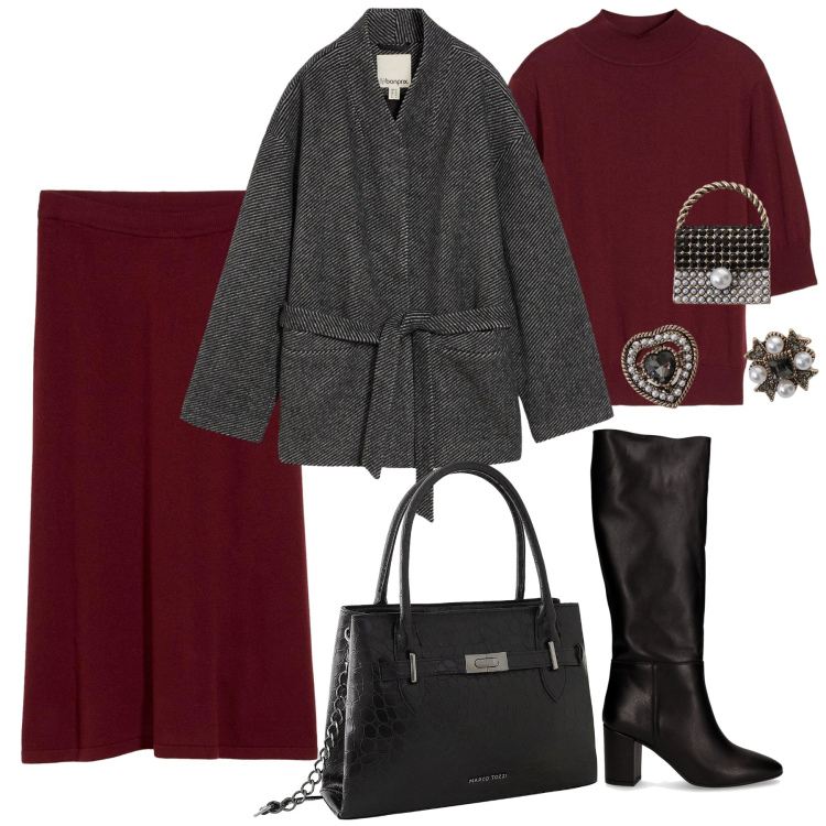 Outfit donna - La giacca in lana. Stile Casual chic per Ufficio. Abbinamento con gonne, blazer, maglieria, borse a mano, accessori per capelli, stivali.