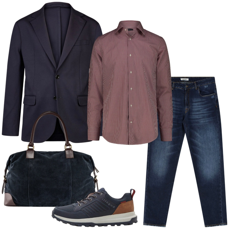 Outfit uomo - Total look #2265231. Stile Business/Elegante per Ufficio. Abbinamento con sneakers, jeans dritti, giacche, camicie, borse sportive.