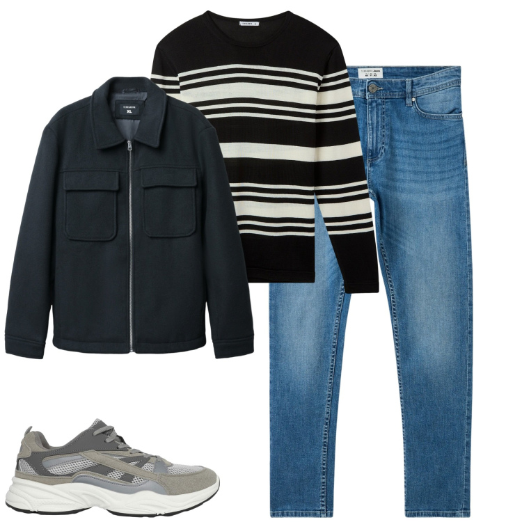 Outfit uomo - Total look #2265247. Stile Casual per Tutti i giorni. Abbinamento con jeans skinny, maglieria, sneakers, cappotti.