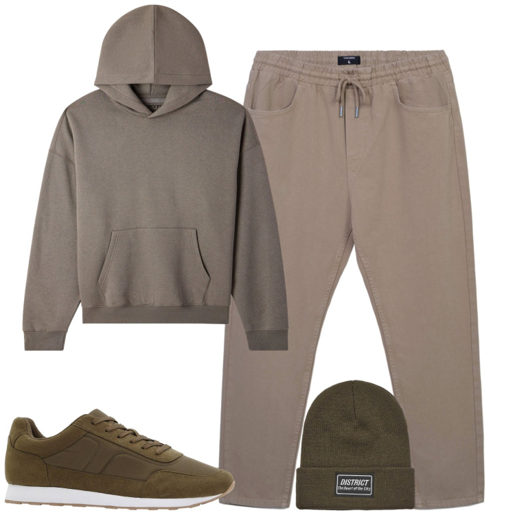 Outfit uomo - Total look #2265256. Stile Casual per Tutti i giorni. Abbinamento con sneakers, pantaloni, felpe con cappuccio, berretti.