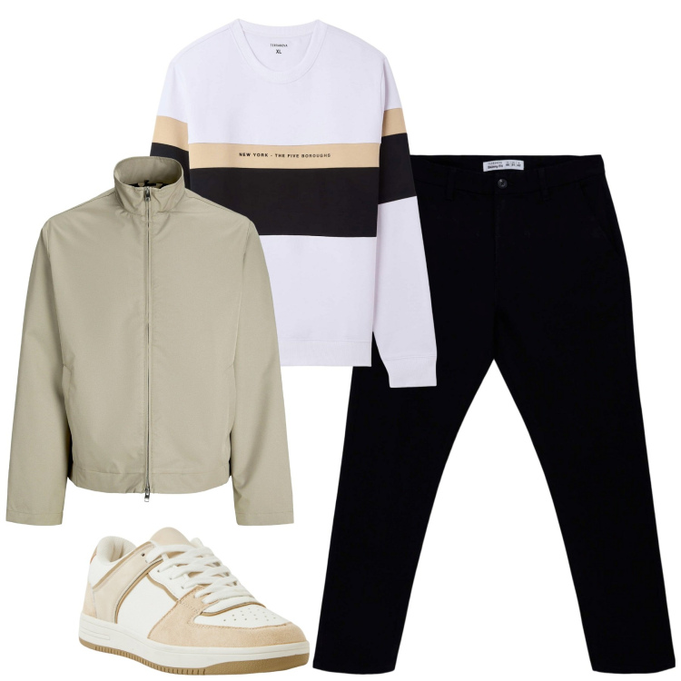 Outfit uomo - Total look #2265257. Stile Casual per Tutti i giorni. Abbinamento con giacche, sneakers, pantaloni chino, felpe con cappuccio.