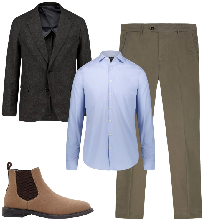 Outfit uomo - Total look #2265263. Stile Urban per Tutti i giorni. Abbinamento con stivali e stivaletti, pantaloni chino, camicie, giacche.