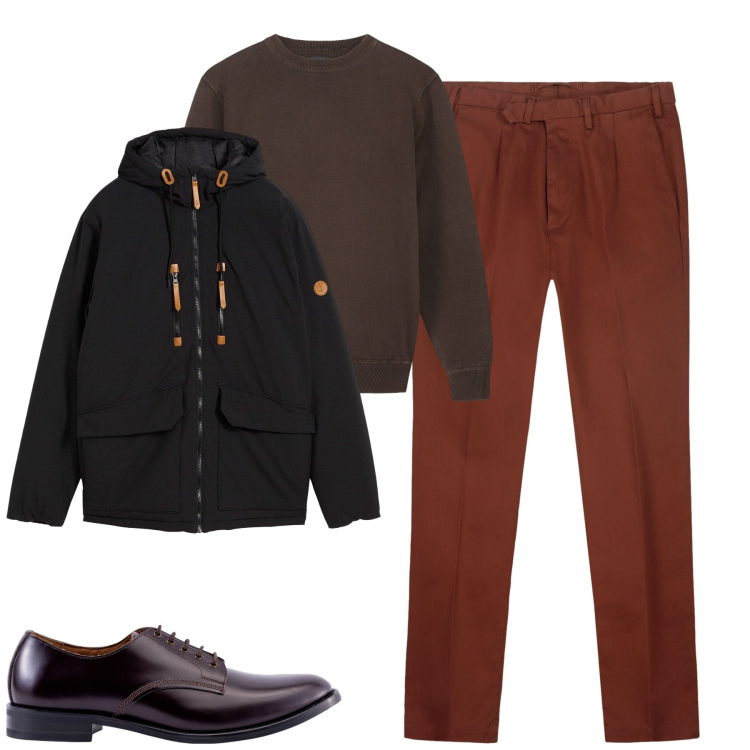 Outfit uomo - Total look #2265269. Stile Urban per Tutti i giorni. Abbinamento con piumini, scarpe stringate, pantaloni, maglieria.