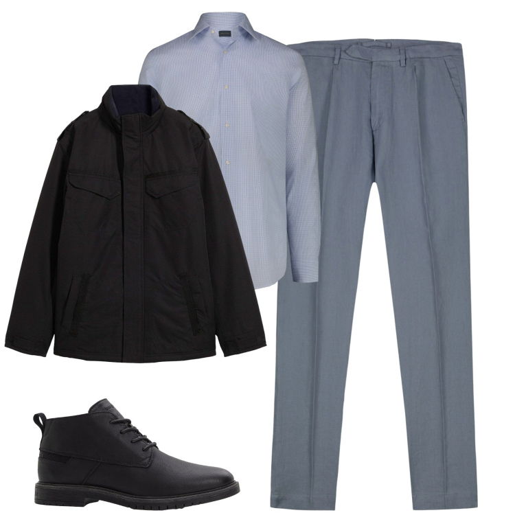 Outfit uomo - Total look #2265278. Stile Urban per Tutti i giorni. Abbinamento con stivali e stivaletti, giacche, pantaloni, camicie.