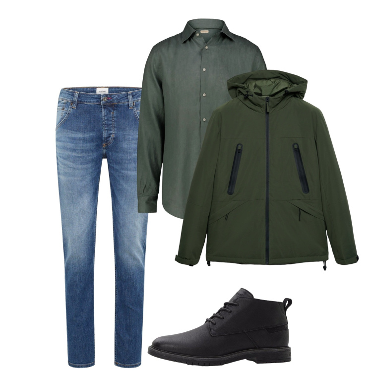 Outfit uomo - Ottobre. Stile Casual per Tutti i giorni. Abbinamento con jeans dritti, stivali e stivaletti, giacche, camicie.