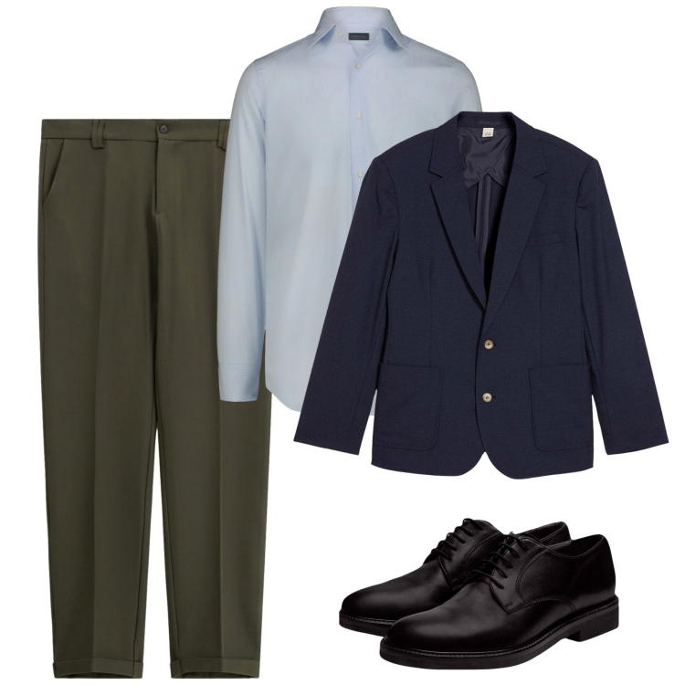 Outfit uomo - Autunno. Stile Casual per Tutti i giorni. Abbinamento con giacche, pantaloni chino, scarpe stringate, camicie.