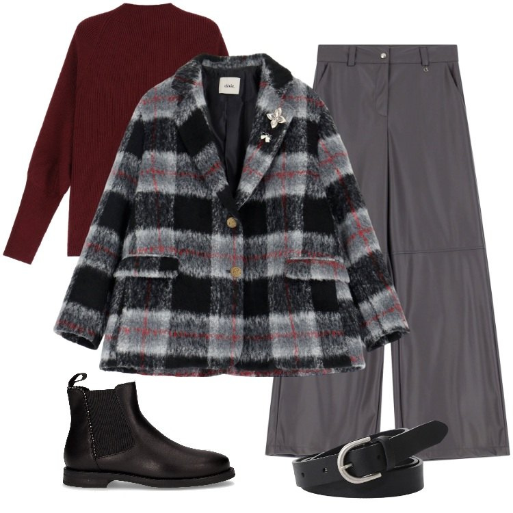 Outfit donna - Total look #2265352. Stile Mannish per Tutti i giorni. Abbinamento con blazer, pantaloni, maglieria, cinture, stivaletti chelsea.