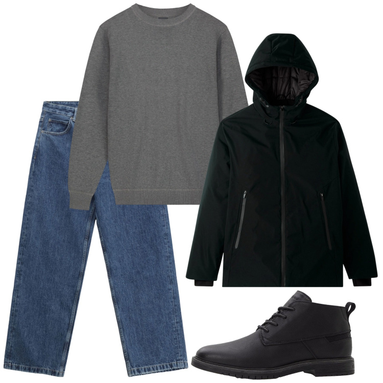Outfit uomo - Urban underground. Stile Urban per Tutti i giorni. Abbinamento con stivali e stivaletti, giacche, jeans, maglieria.