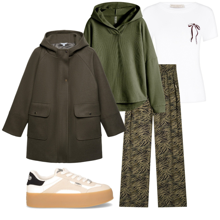 Outfit donna - Total look #2265453. Stile Sporty chic per Sport. Abbinamento con felpe, blazer, t-shirt, pantaloni, sneakers.