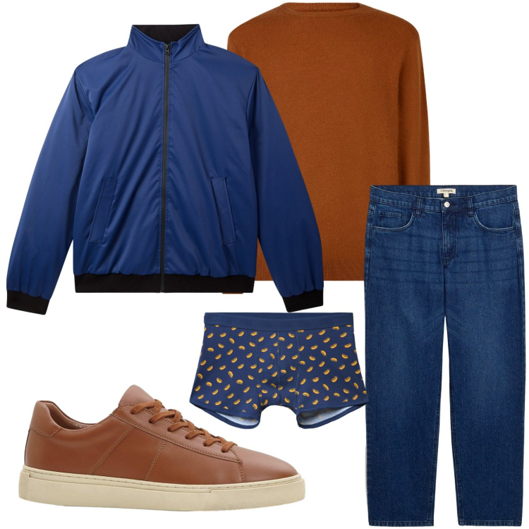 Outfit uomo - Total look #2265470. Stile Casual per Tutti i giorni. Abbinamento con sneakers, jeans dritti, giacche, boxer, maglieria.