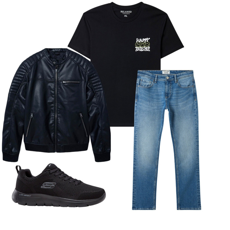 Outfit uomo - Total look #2265476. Stile Casual per Tutti i giorni. Abbinamento con sneakers, jeans, giacche, t-shirt.