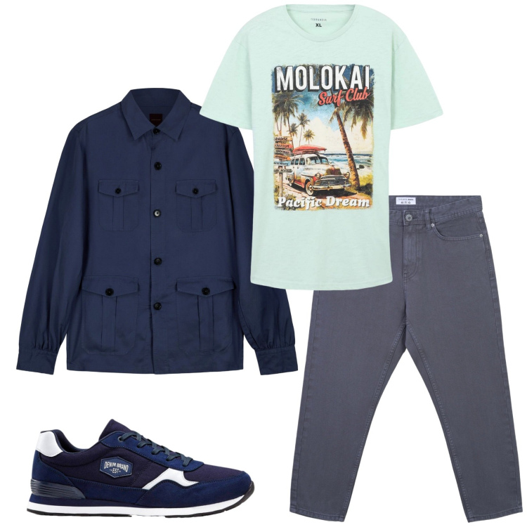 Outfit uomo - Total look #2265488. Stile Casual per Tutti i giorni. Abbinamento con sneakers, t-shirt, jeans, cappotti.