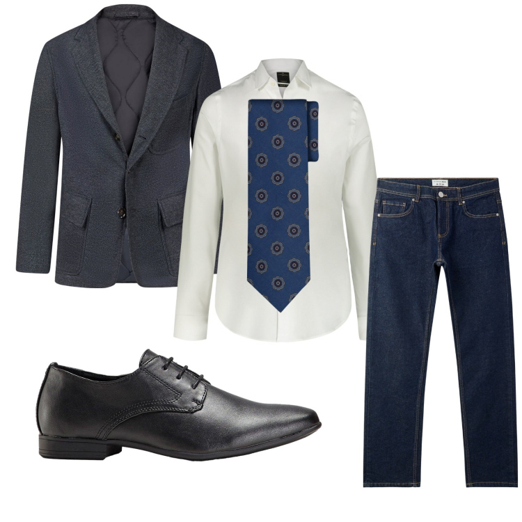 Outfit uomo - Total look #2265498. Stile Business/Elegante per Serata speciale. Abbinamento con scarpe stringate, jeans, camicie, giacche, cravatte.