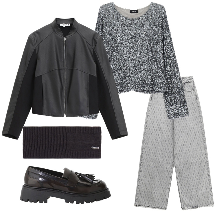 Outfit donna - Total look #2265502. Stile Casual chic per Tutti i giorni. Abbinamento con jeans, blazer, top, mocassini, accessori per capelli.